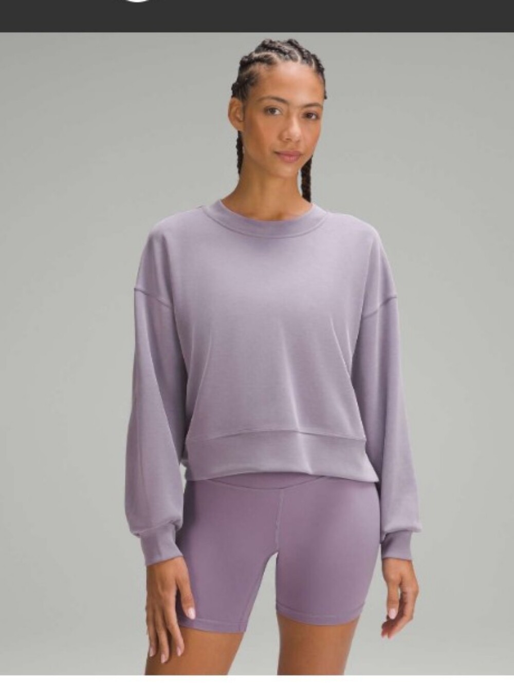 Lululemon Softstreme Perfectly Oversized Cropped Crew Purple Ash